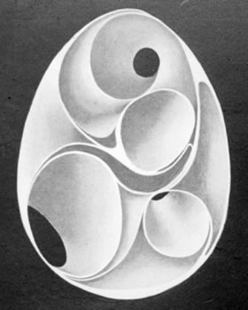 carved eggs - still life drawings by Mati Klarwein - variation 9